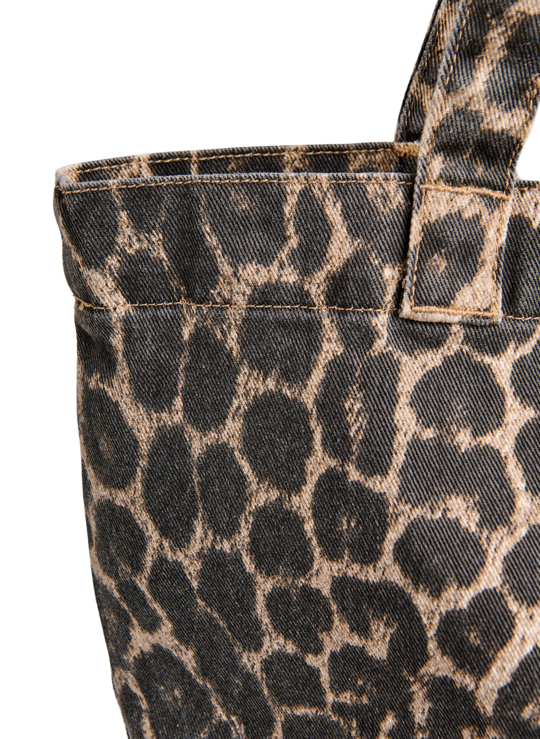 ZizziDenim shopper met luipaardprint, Bruin, Packshot image number 2