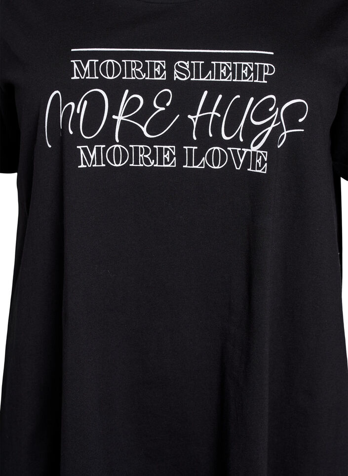 Nachtjapon van biologisch katoen met korte mouwen, Zwart, Packshot image number 2