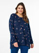 Gebloemde blouse met lange mouwen, Blauw, Model image number 0