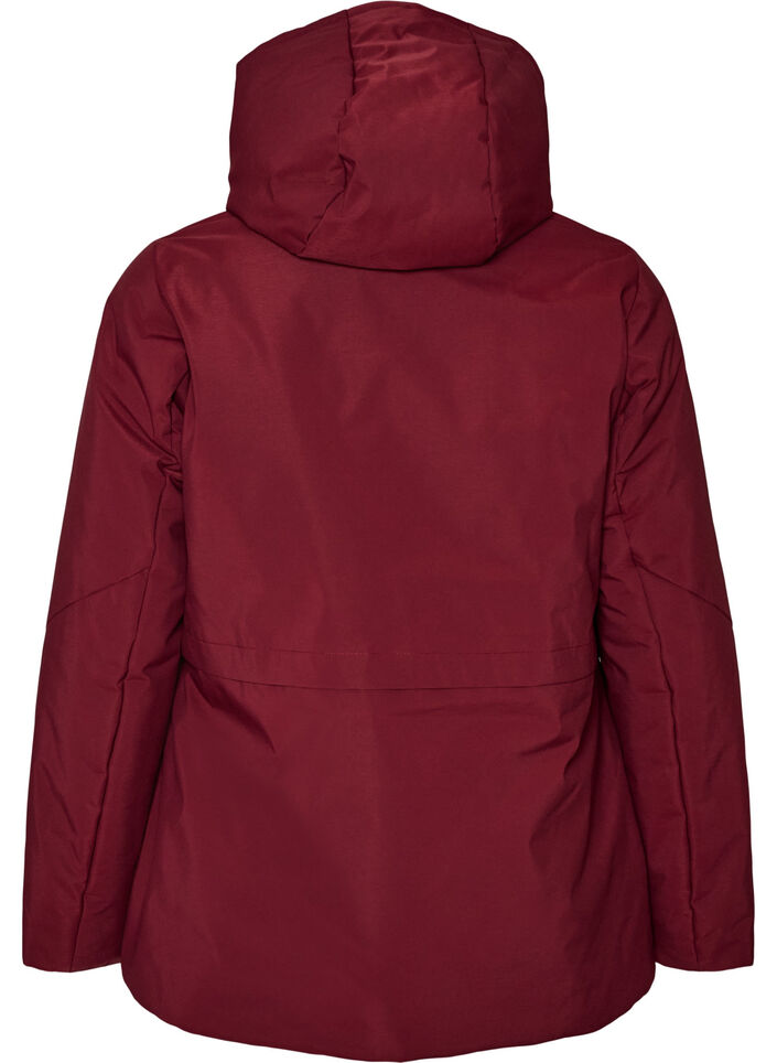 Winterjas met capuchon en verstelbare taille, Rood, Packshot image number 1