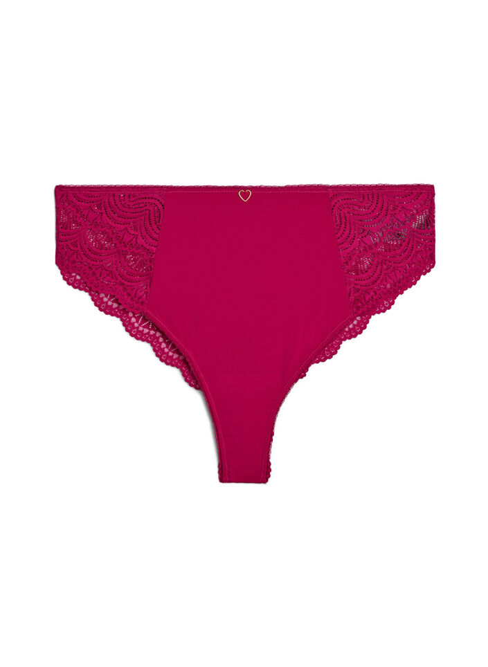 Microfiber Braziliaanse slip met kanten details, Boysenberry, Packshot