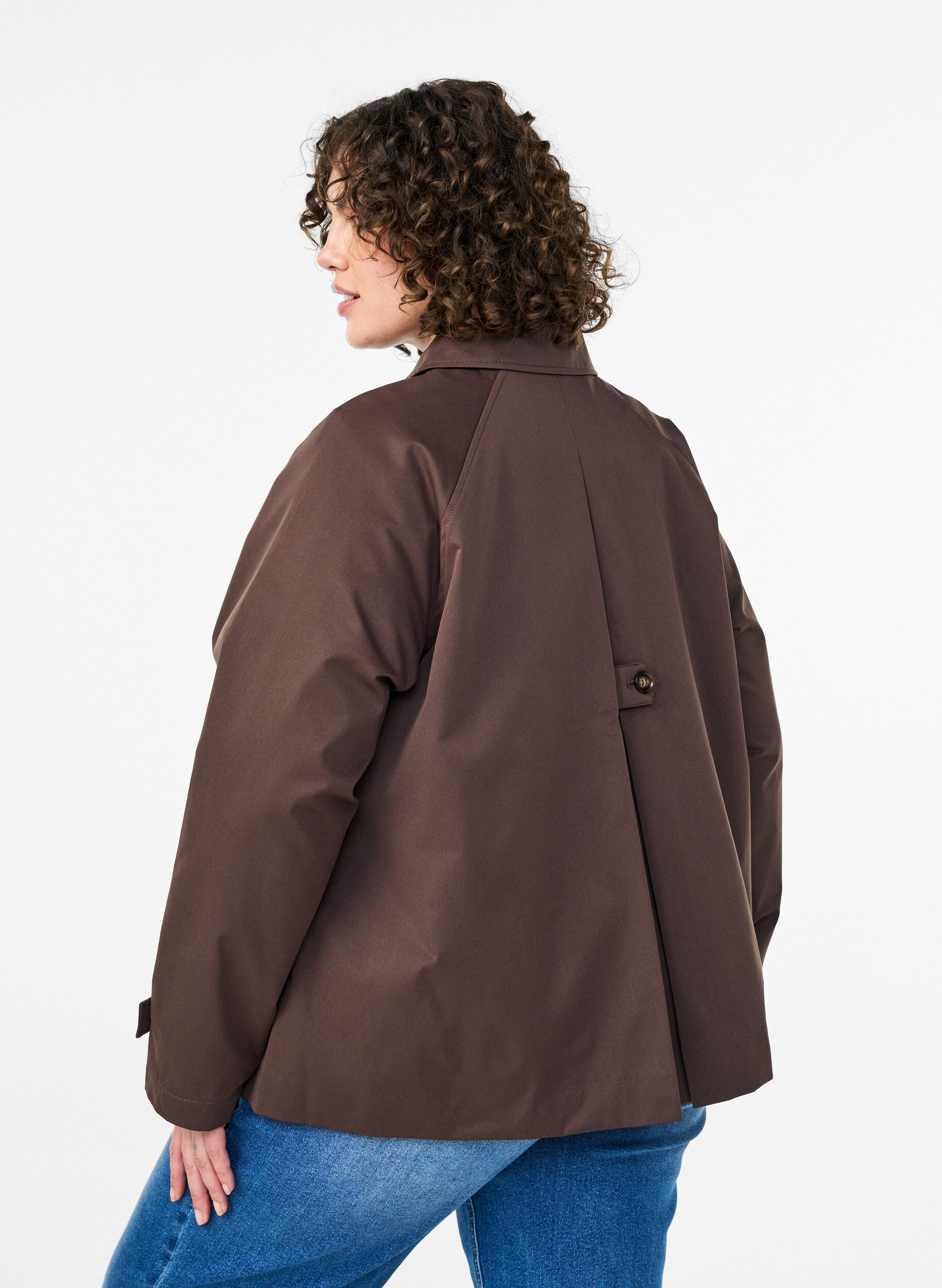 ZizziKorte trenchcoat met kraag en raglanmouwen, Bruin, Model image number 2