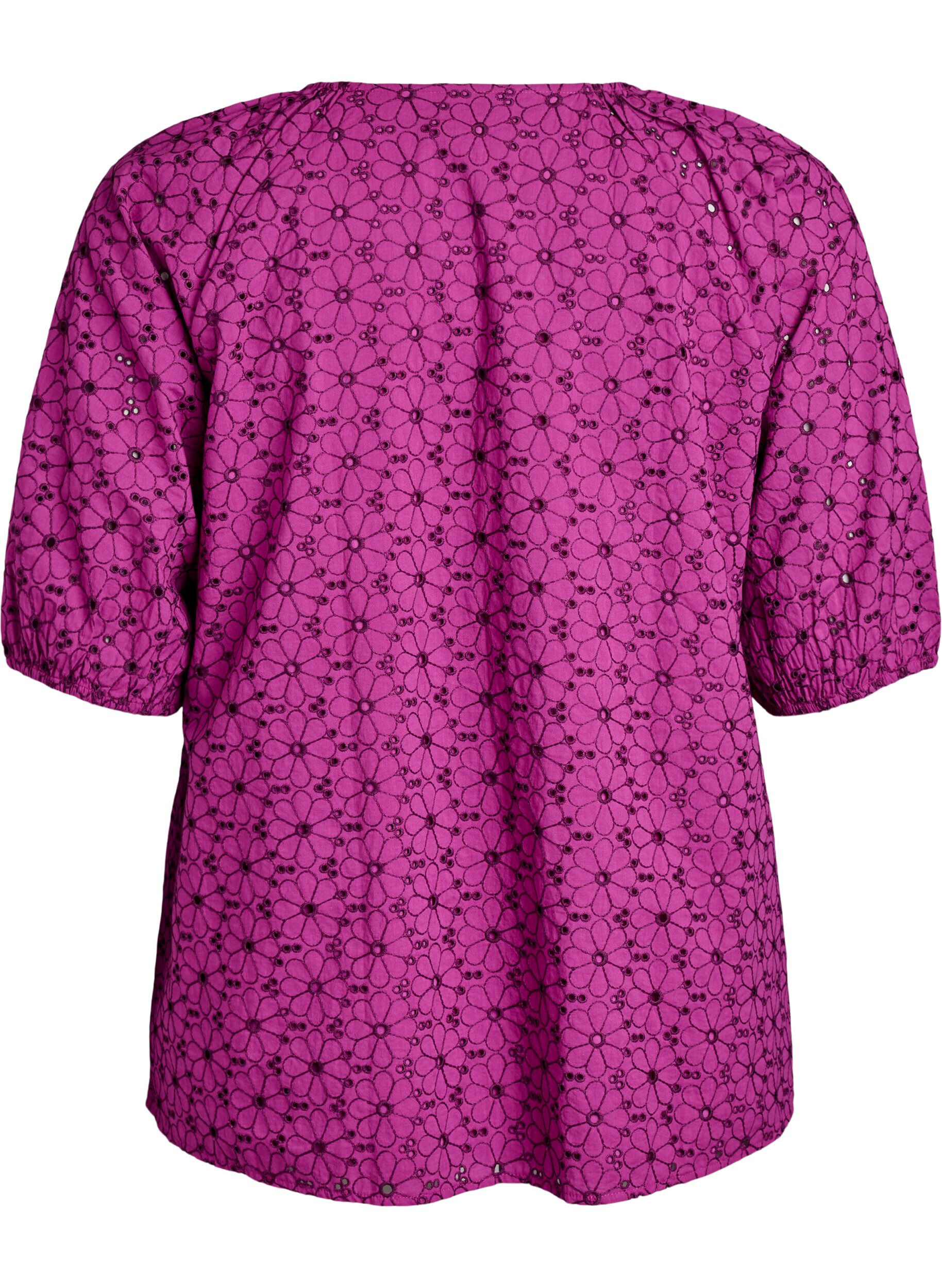 ZizziBlouse met geborduurd bloemenpatroon, Paars, Packshot image number 1