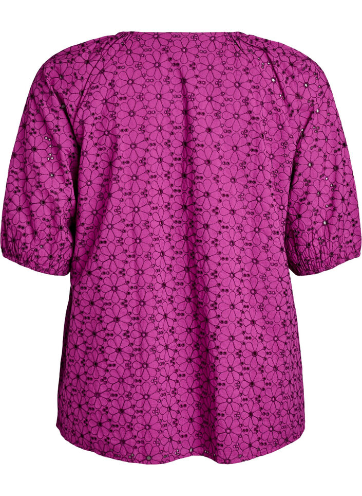 Blouse met geborduurd bloemenpatroon, Paars, Packshot image number 1