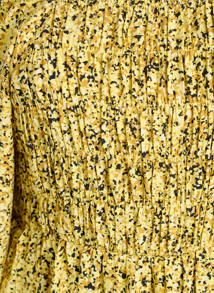 Blouse met smock en vierkante halslijn, Geel, Packshot image number 2