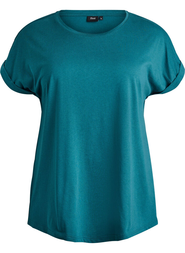 T-shirt met korte mouwen van katoenmix, Groen, Packshot image number 0