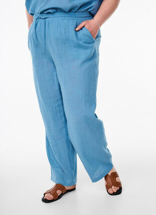 ZizziFLASH - Broek met rechte pijpen en een hoge taille, Blauw, Model image number 2