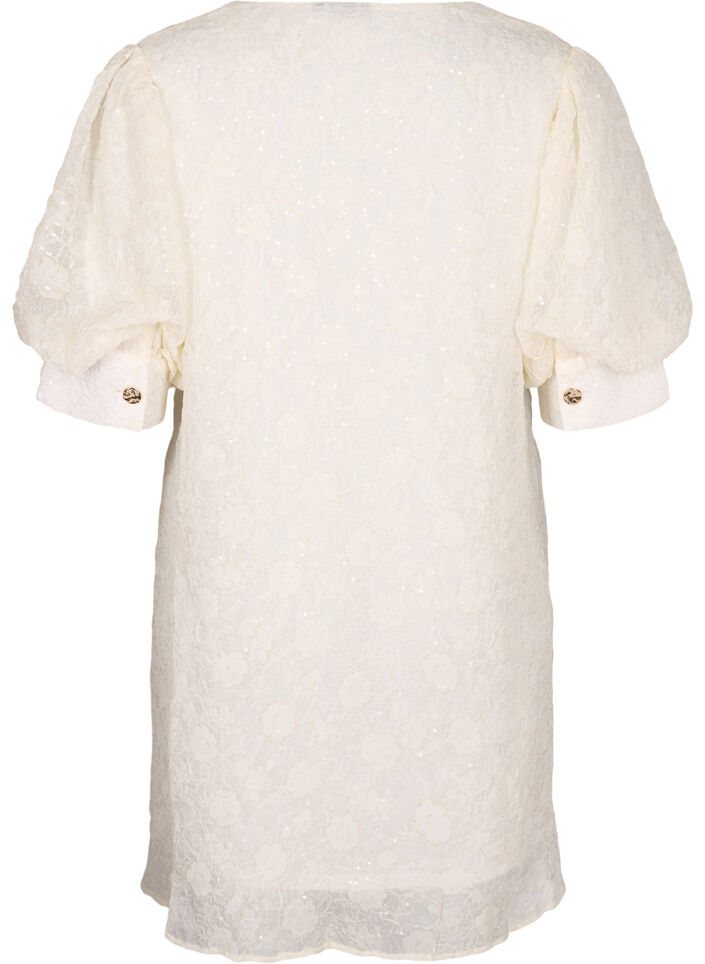 Korte feestjurk met pailletten, Vanille, Packshot image number 1