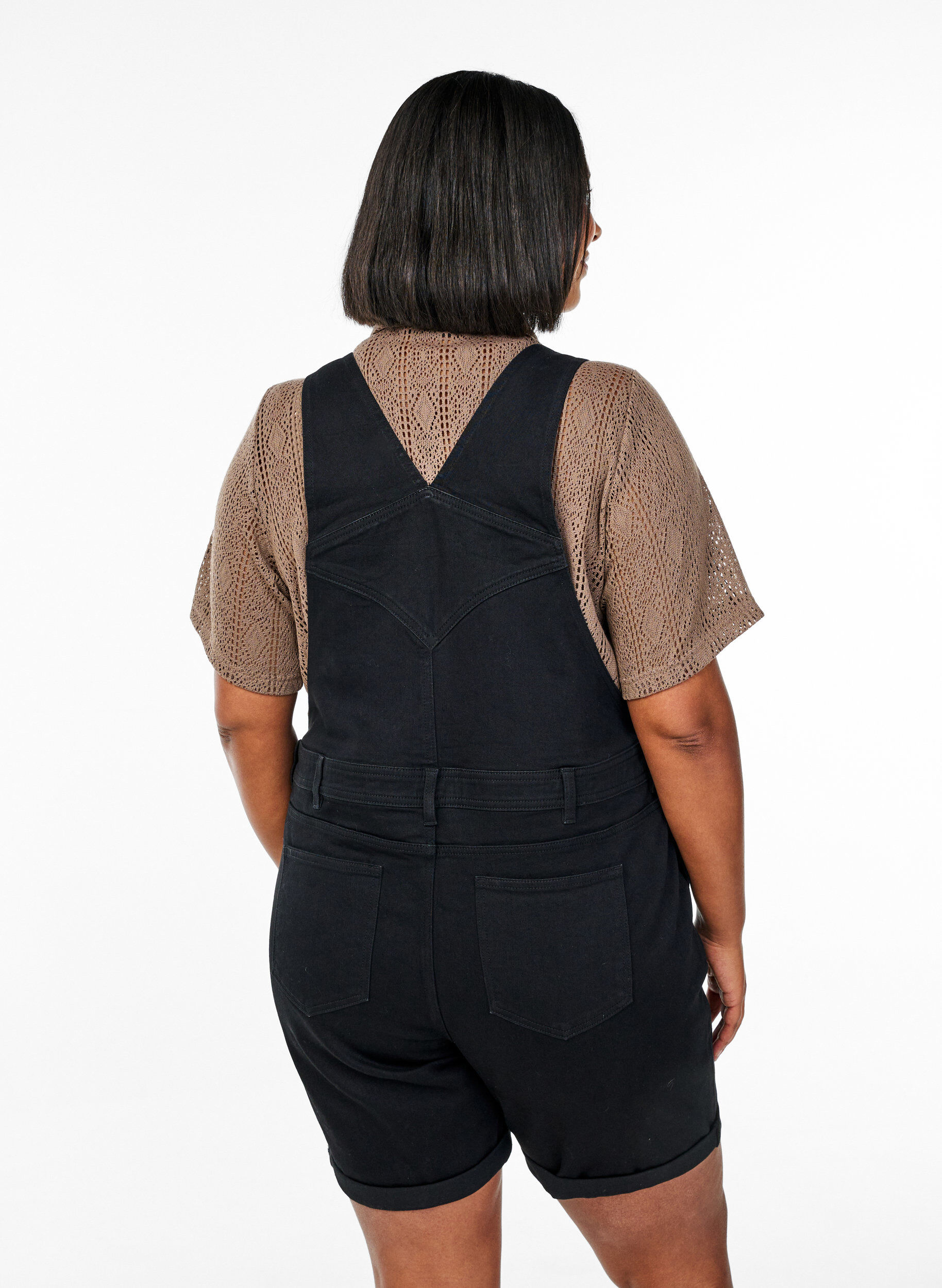 ZizziDenim overalls korte broek, Zwart, Model image number 2
