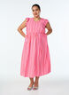 Robe midi &agrave; rayures avec coupe empire et volants, Rose, Model image number 0