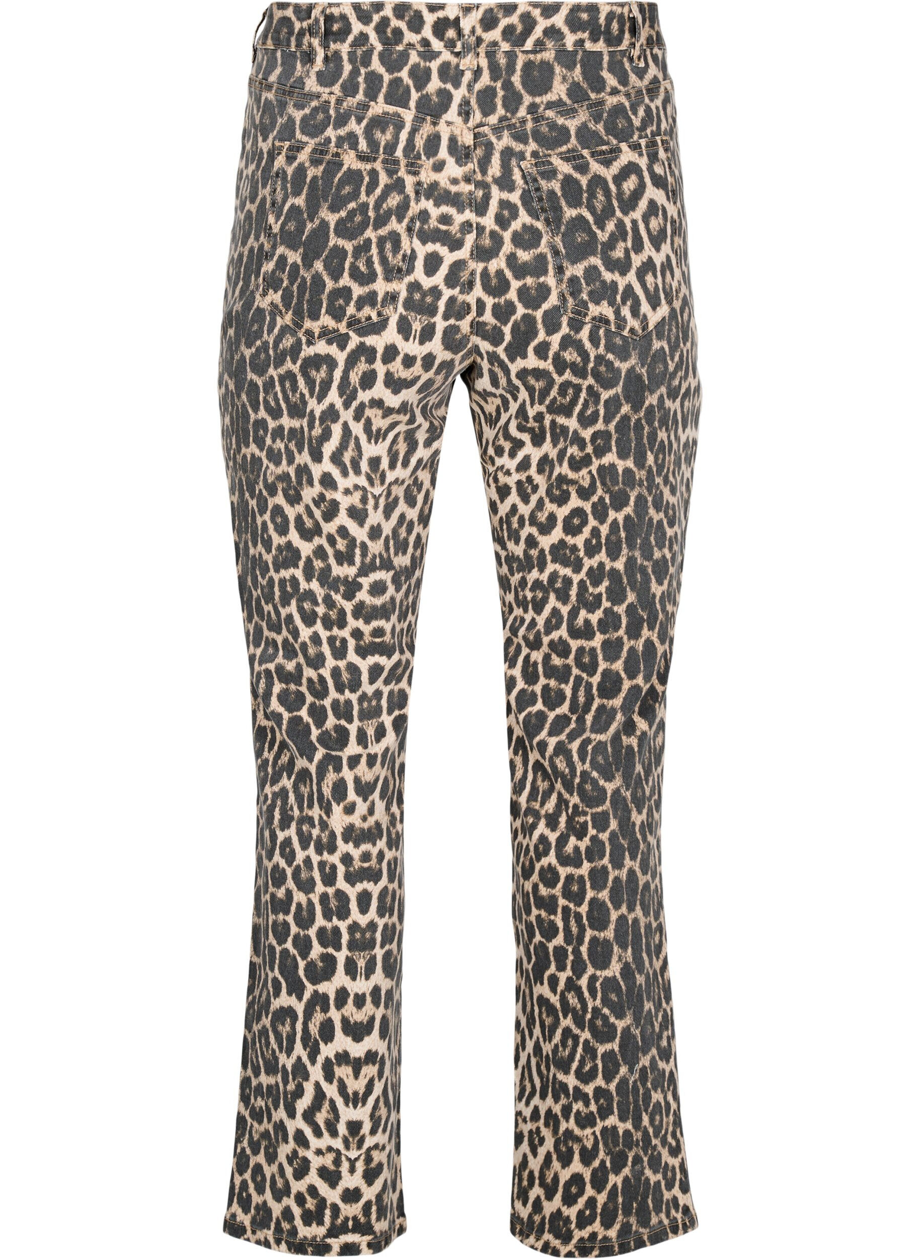 ZizziStraight-fit jeans met zebraprint, Bruin, Packshot image number 1