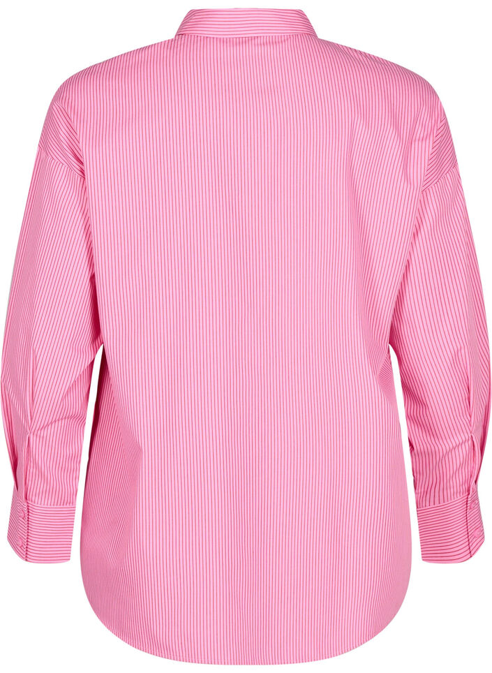 Losse shirt met lange mouwen en strepen, Roze, Packshot image number 1