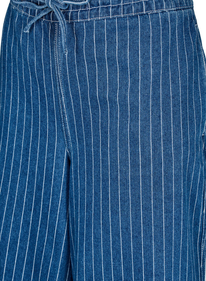 Denim jeans met wijde pijpen en strepen, Blauw, Packshot image number 2