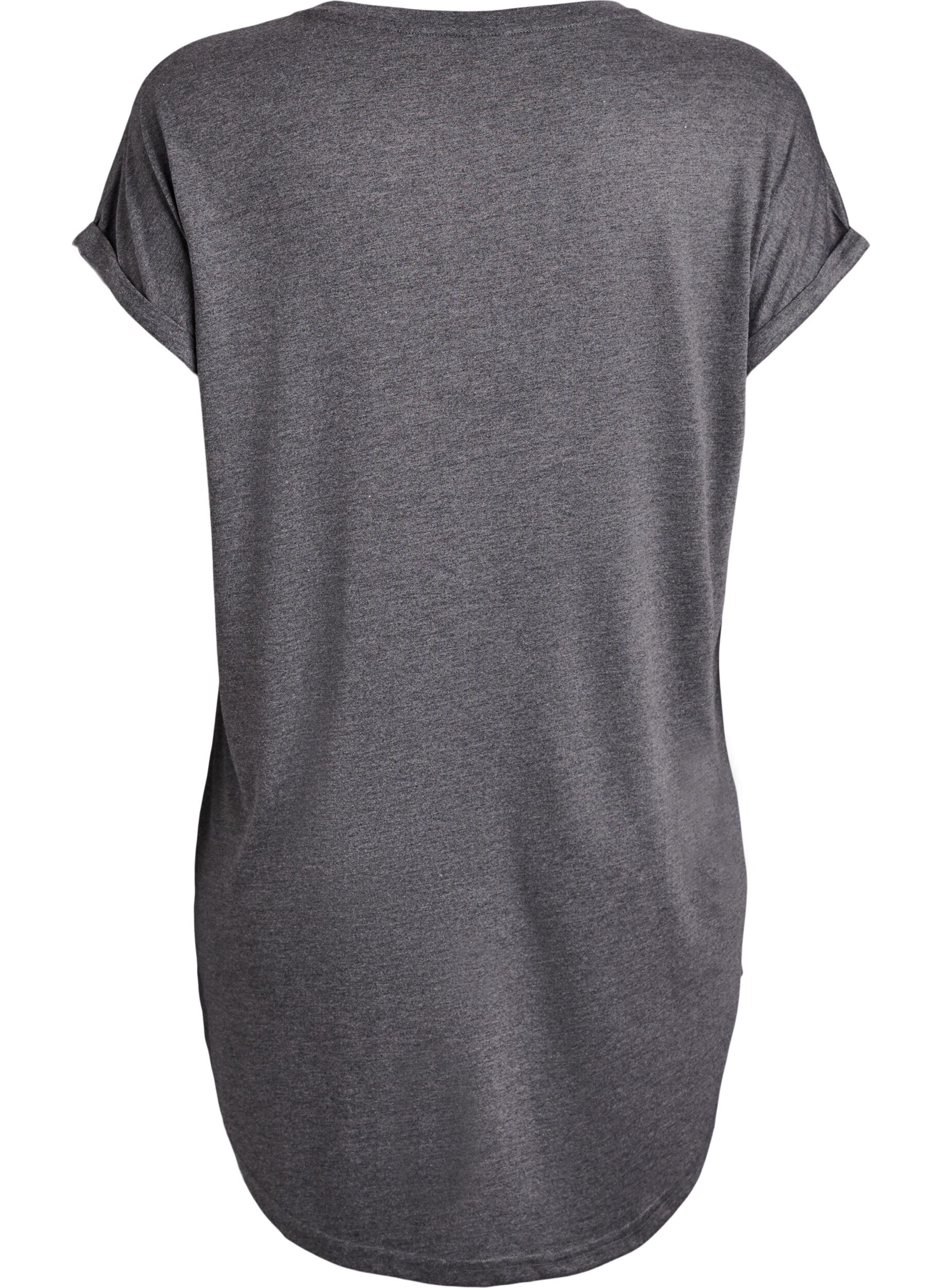 Zizzi Chemise de nuit &agrave; manches courtes avec imprim&eacute; de texte, Noir, Packshot image number 1