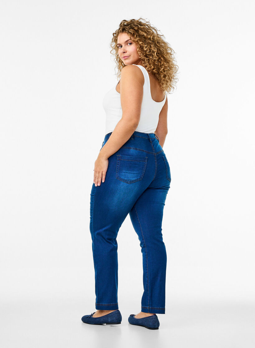 Slim fit Emily jeans met normale taille, Blauw, Model image number 1