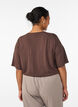 FLASH - Geweven blouse met korte mouwen en ronde hals, Bruin, Model image number 2