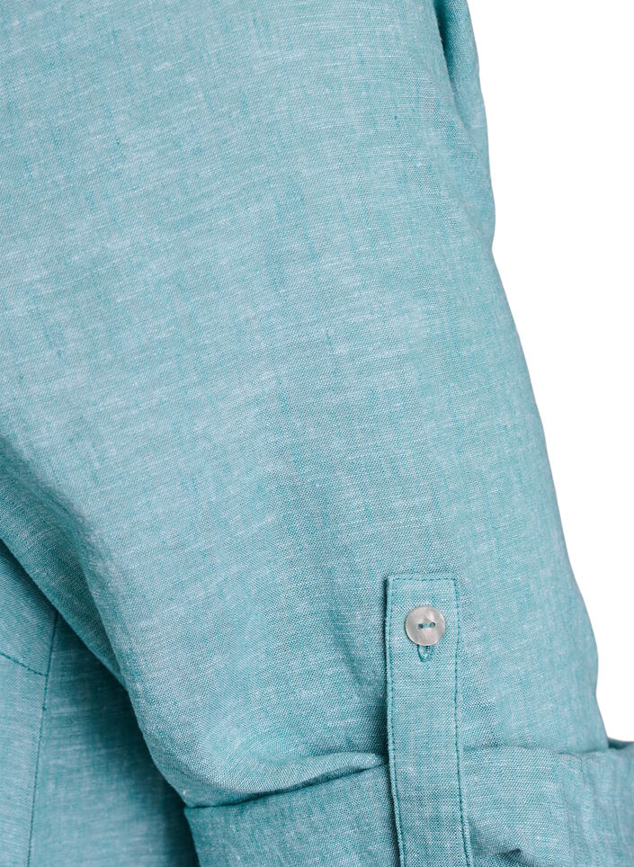 Tuniek van linnen en viscose met A-vorm, Groen, Packshot image number 3