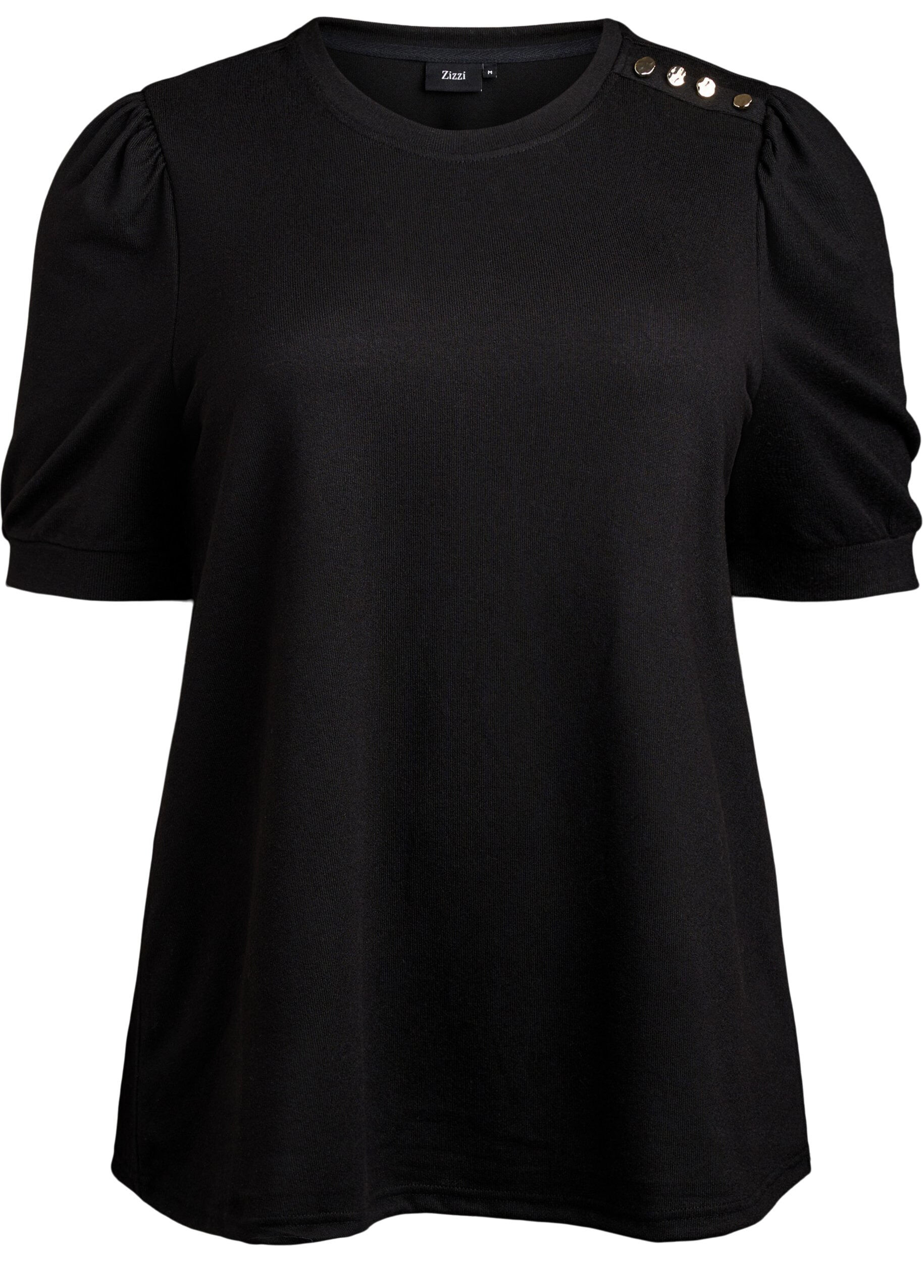 Blouse met knoopdetail en korte pofmouwen