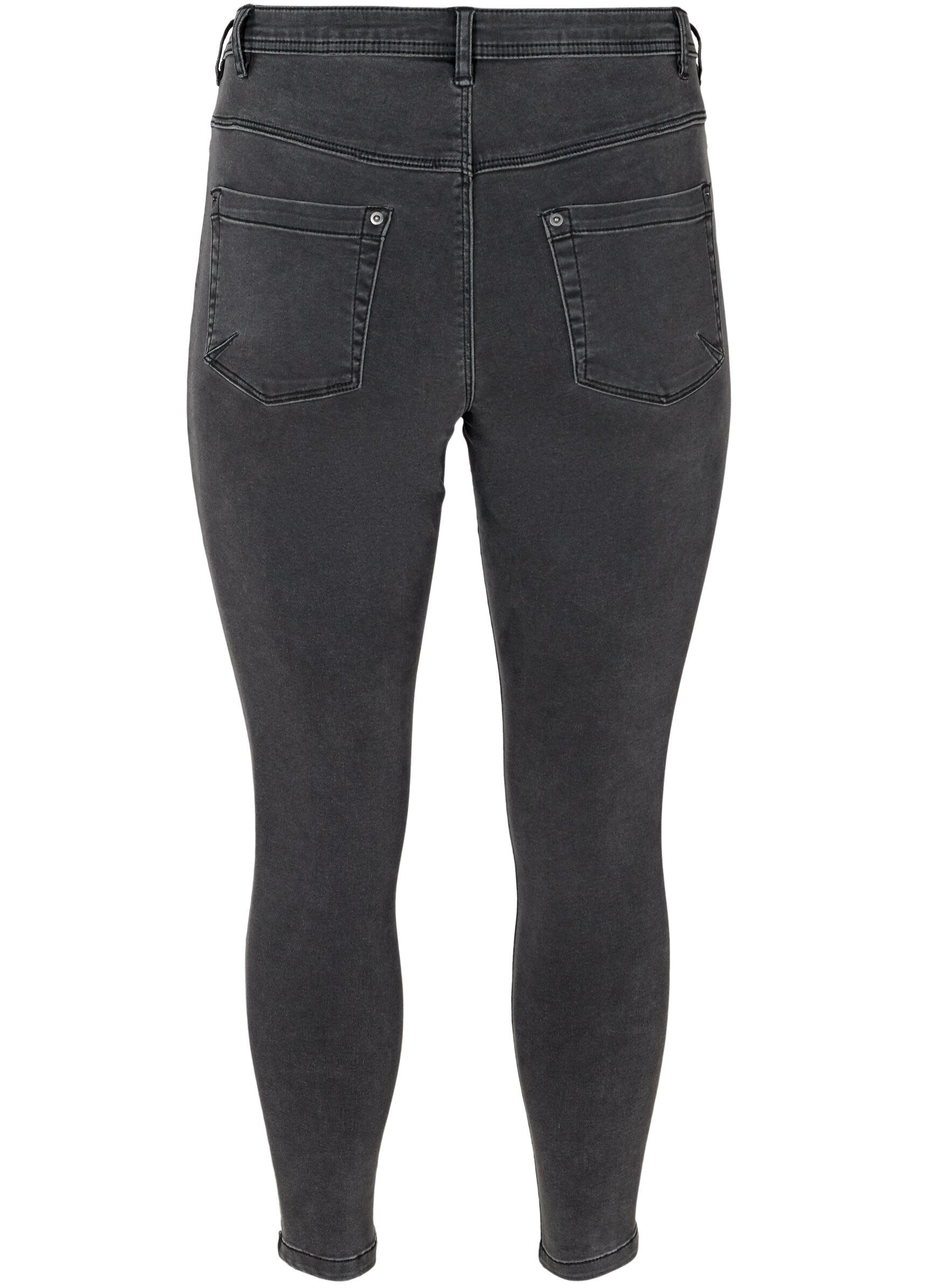 ZizziGecropte Amy jeans met ritssluiting details, Grijs, Packshot image number 1