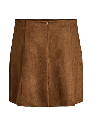 ZizziKorte A-lijn rok in imitatie suède, Brown Fake Suede , Packshot image number 1