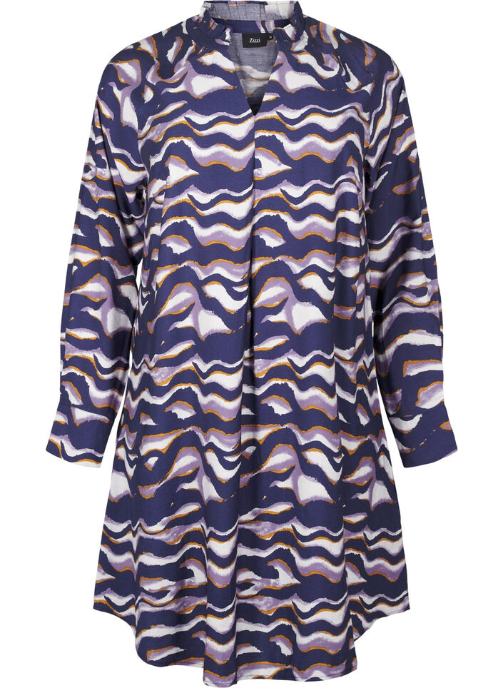 Knielange jurk met print en A-lijn, Naval Academy AOP, Packshot image number 0