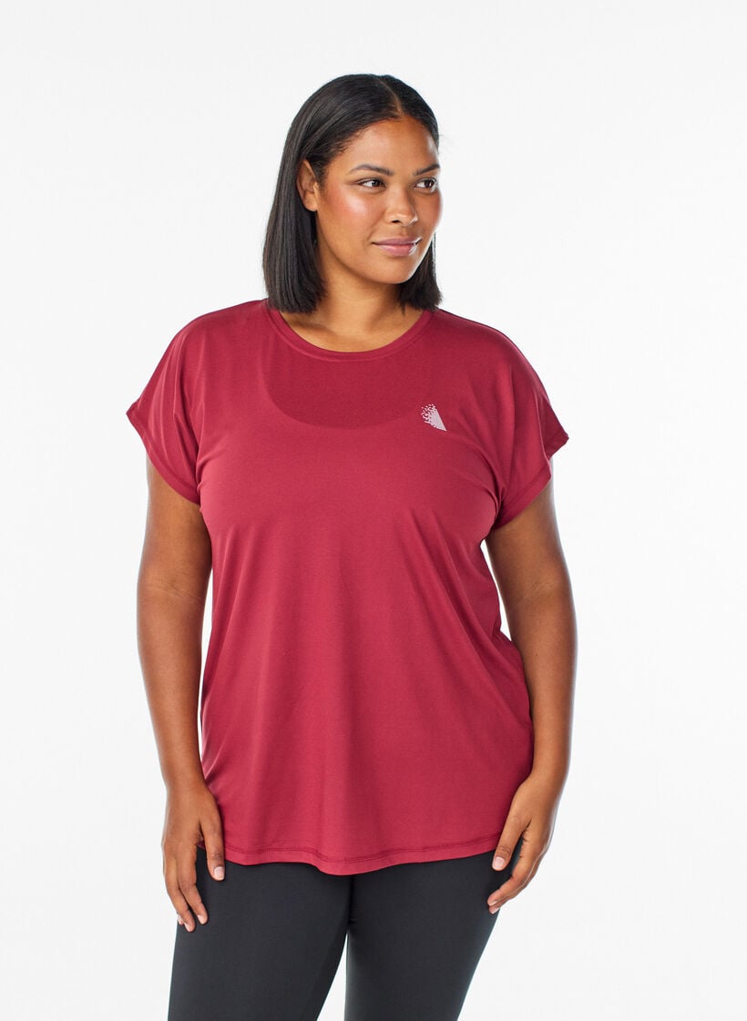 Effen gekleurd trainingsshirt, Rood, Model image number 0