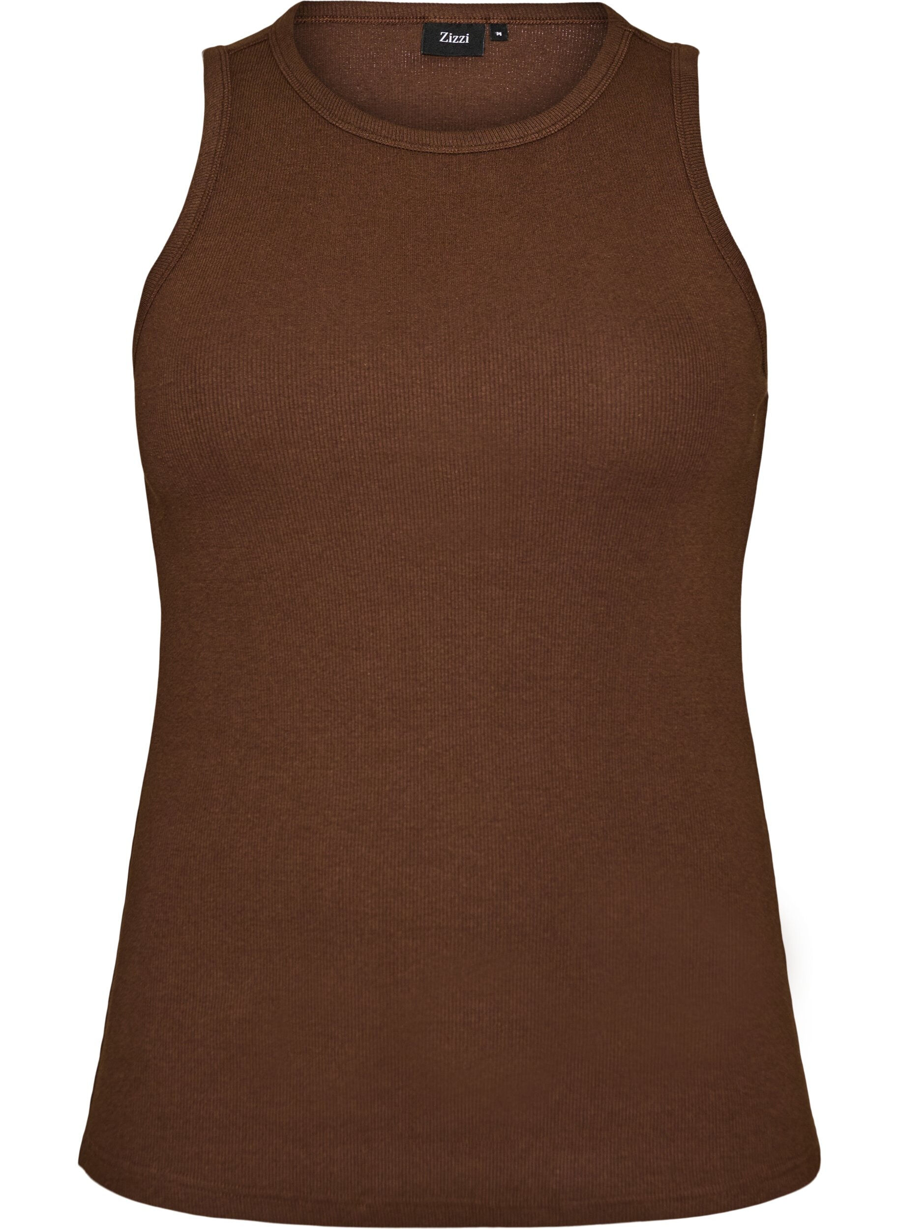Katoenen ribtop met hoge hals
