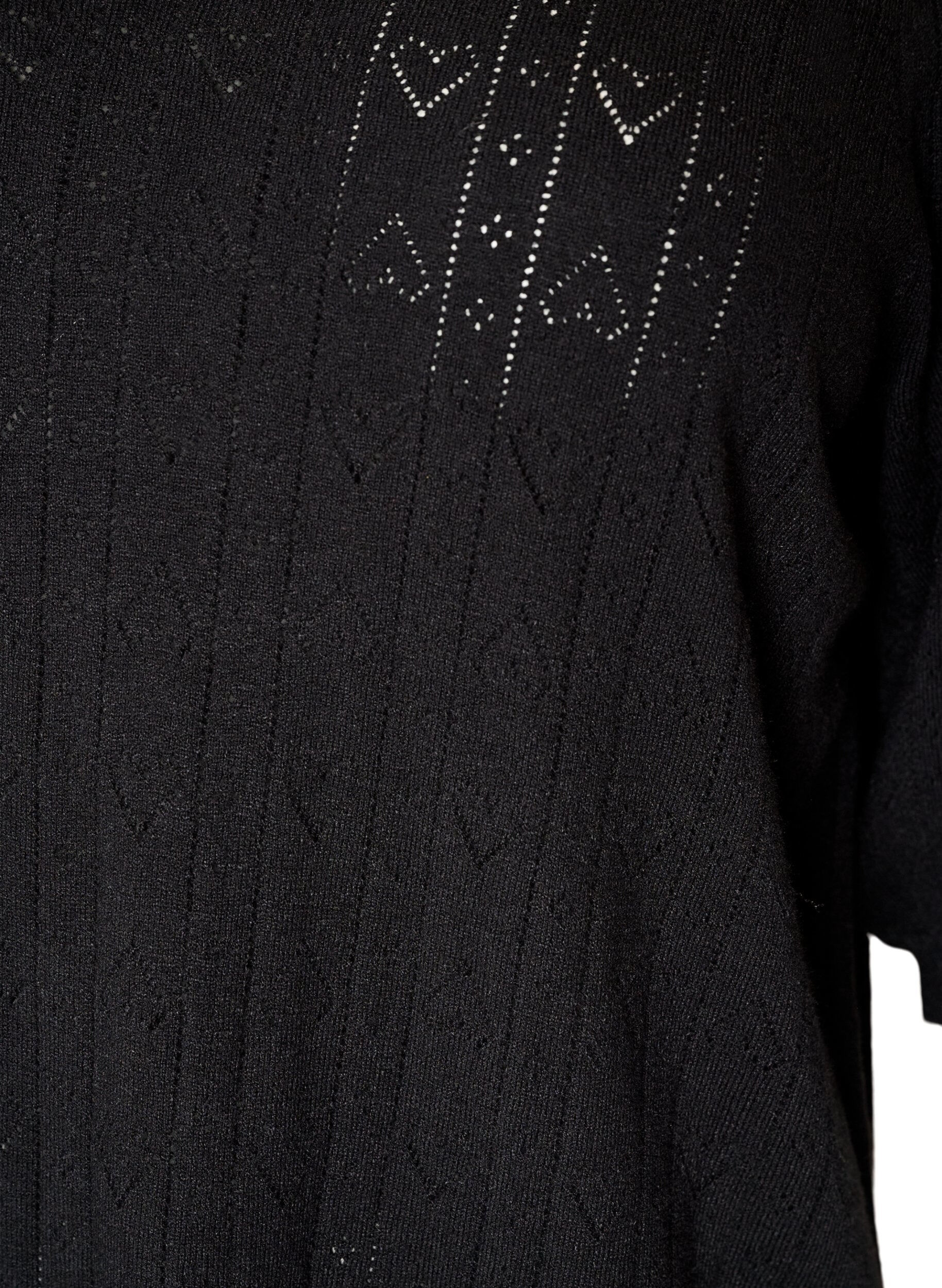 ZizziBlouse en maille pointelle &agrave; manches courtes, Noir, Packshot image number 2