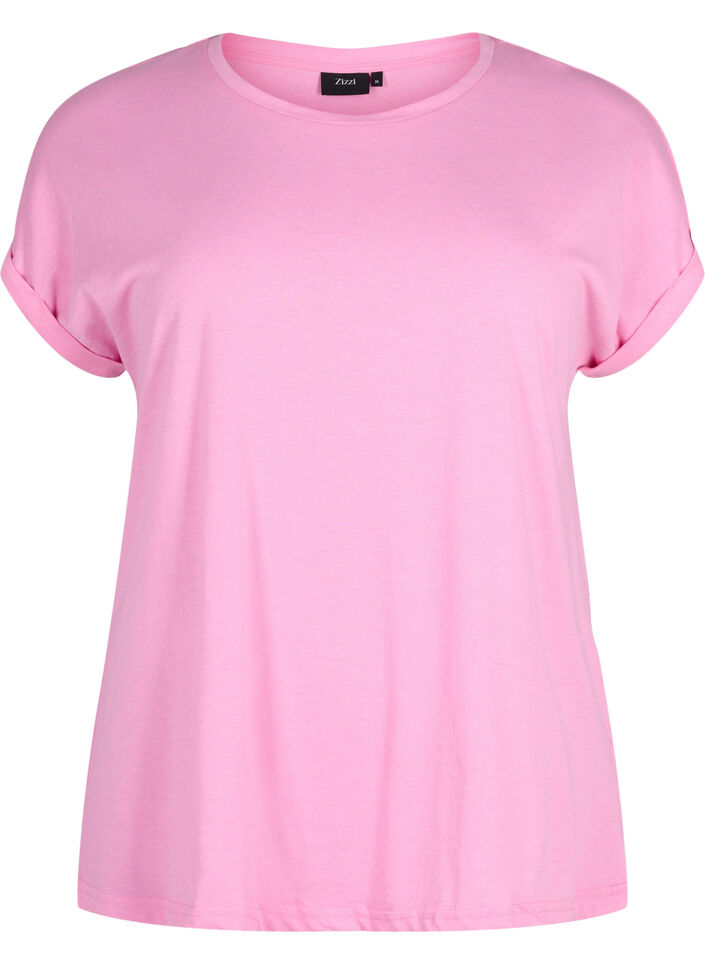 T-shirt met korte mouwen van katoenmix, Roze, Packshot image number 0