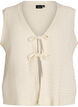 Textuur breisel vest met strikband, Vanille, Packshot image number 0