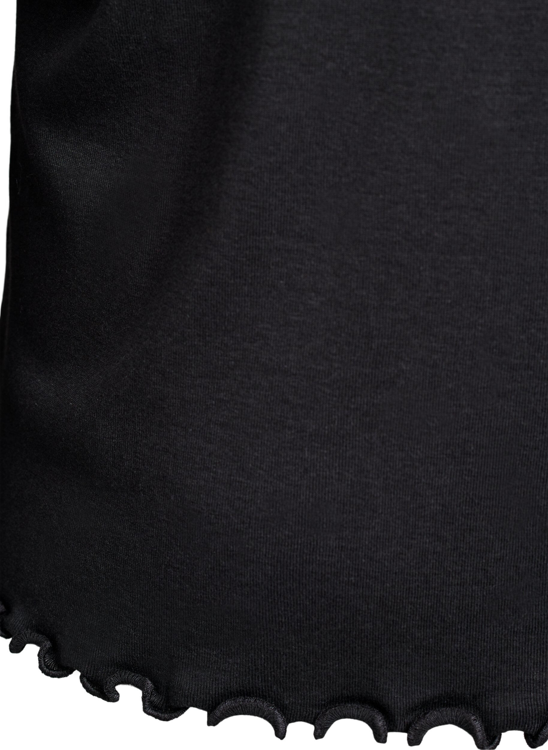 ZizziJersey blouse met knoopjes en golvende randen, Zwart, Packshot image number 3