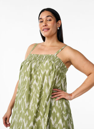 ZizziKorte viscose jurk met spaghettibandjes, Groen, Model image number 2