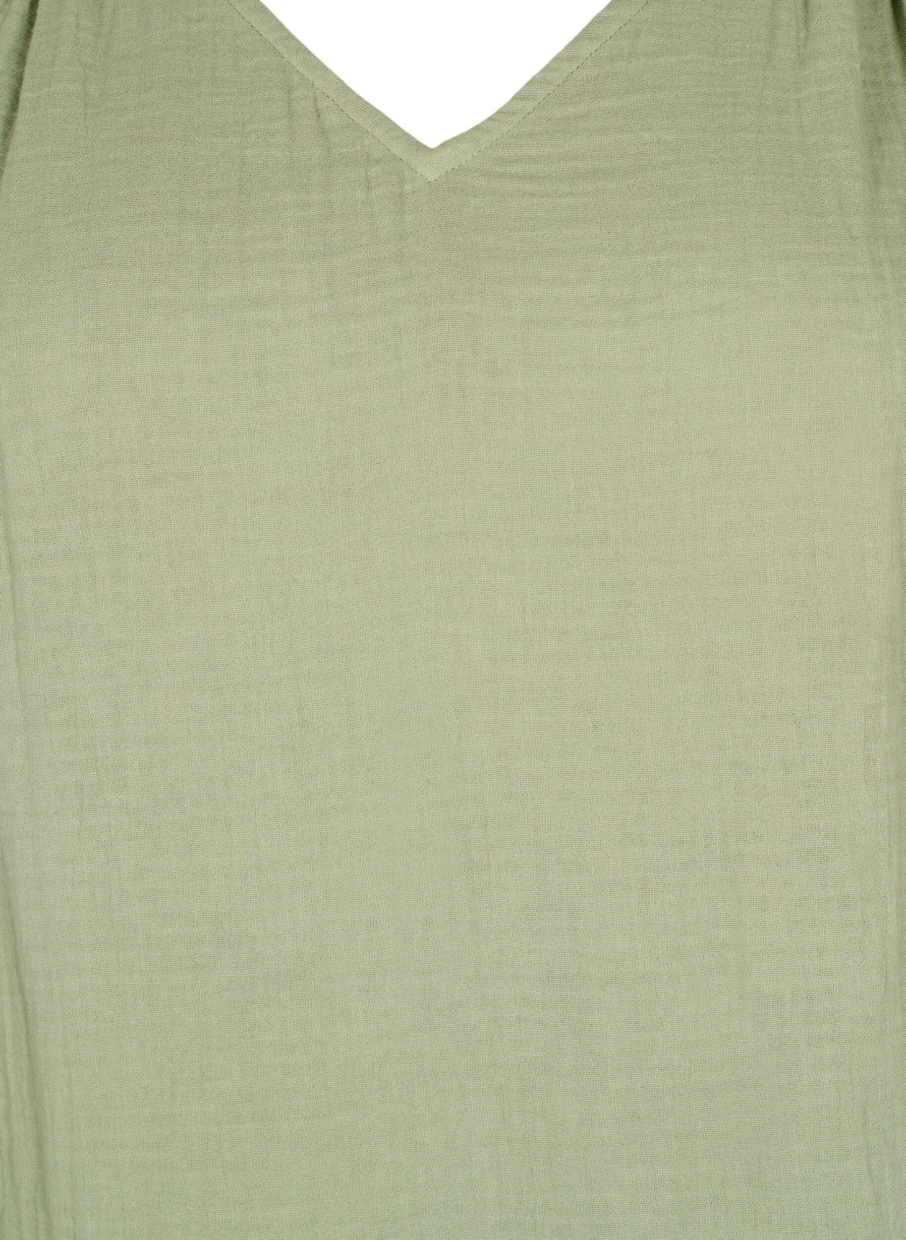 ZizziTop sans manches en mousseline de coton avec volants, Vert, Packshot image number 2