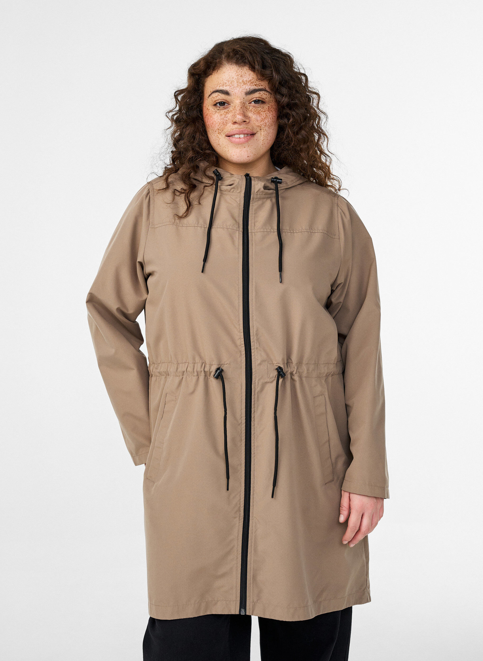 Lichtgewicht parka met een capuchon, Bruin, Model