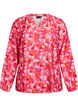 Blouse met V-hals en grafisch bladpatroon, Roze, Packshot image number 0