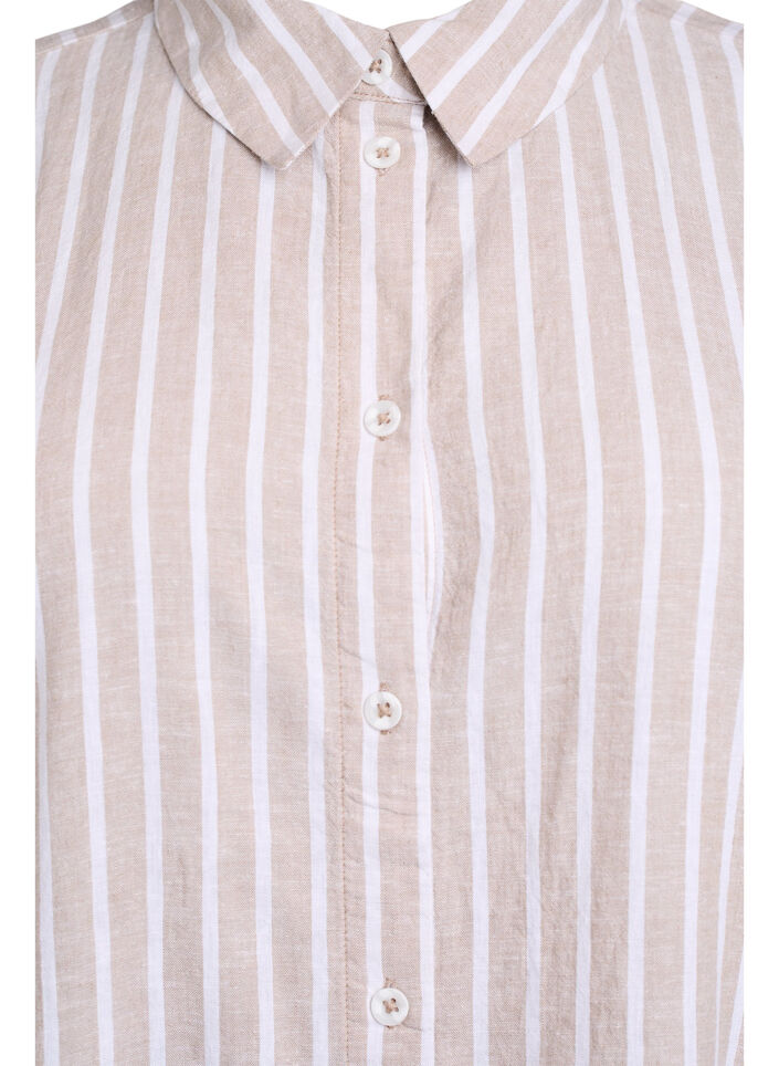 Shirt van linnen en viscose met strepen, S.Taupe White Stripe, Packshot