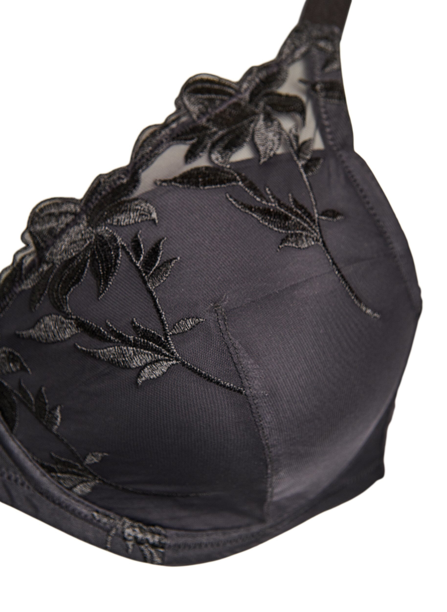 ZizziGewatteerde beugelbeha met borduursel, Zwart, Packshot image number 2