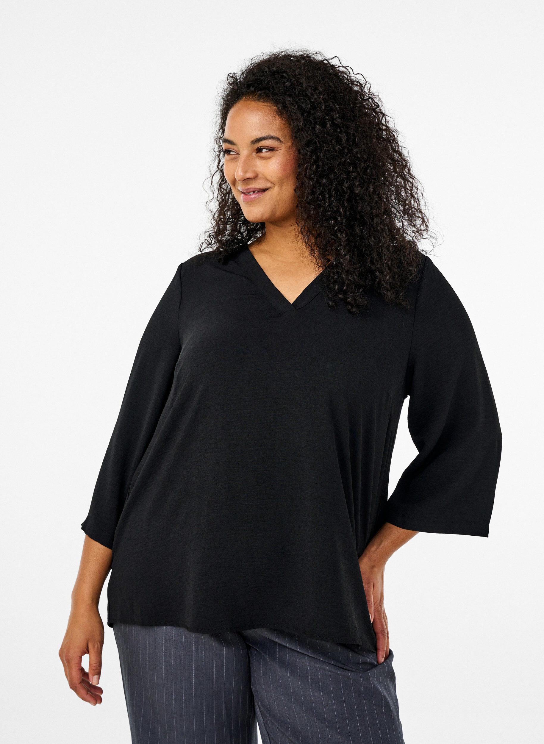 Flash - Blouse met 3/4 mouwen, Zwart, Model