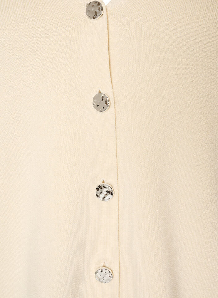 Fijngebreide cardigan met decoratieve knopen, Vanille, Packshot image number 2