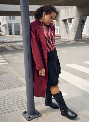 ZizziGeribde gestreepte jersey blouse met een hoge hals, T.Port Fairy Tale, Image image number 0