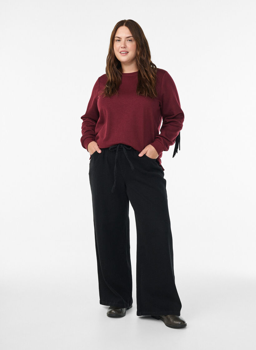Sweatshirt met franjes, Donker Bordeaux, Model image number 1