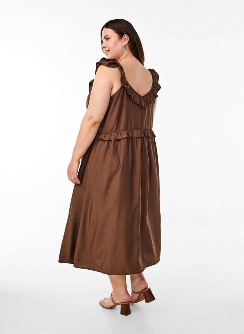 Mouwloze midi jurk met ruches, Rain Drum, Model