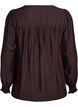 Viscose blouse met smock en geplooide details, Bruin, Packshot image number 1