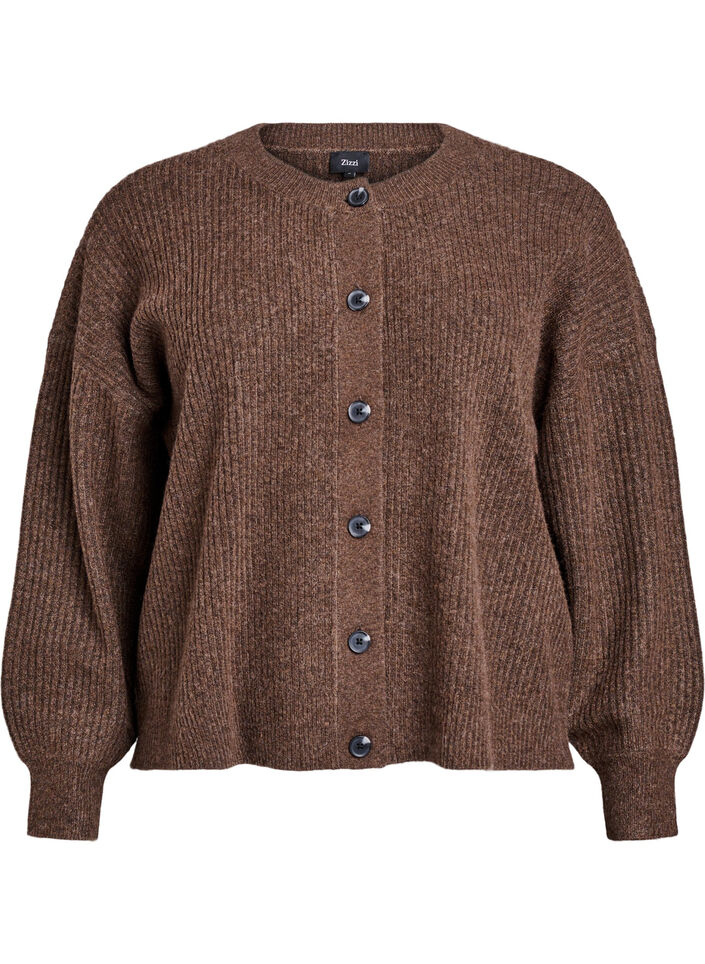 Vest van ribtricot met knopen, Bruin, Packshot image number 0
