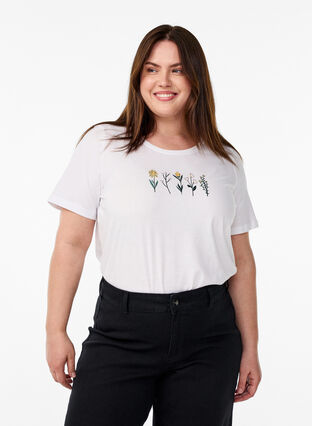 ZizziFLASH - T-shirt met motief, Bright W Multi Flow, Model image number 0