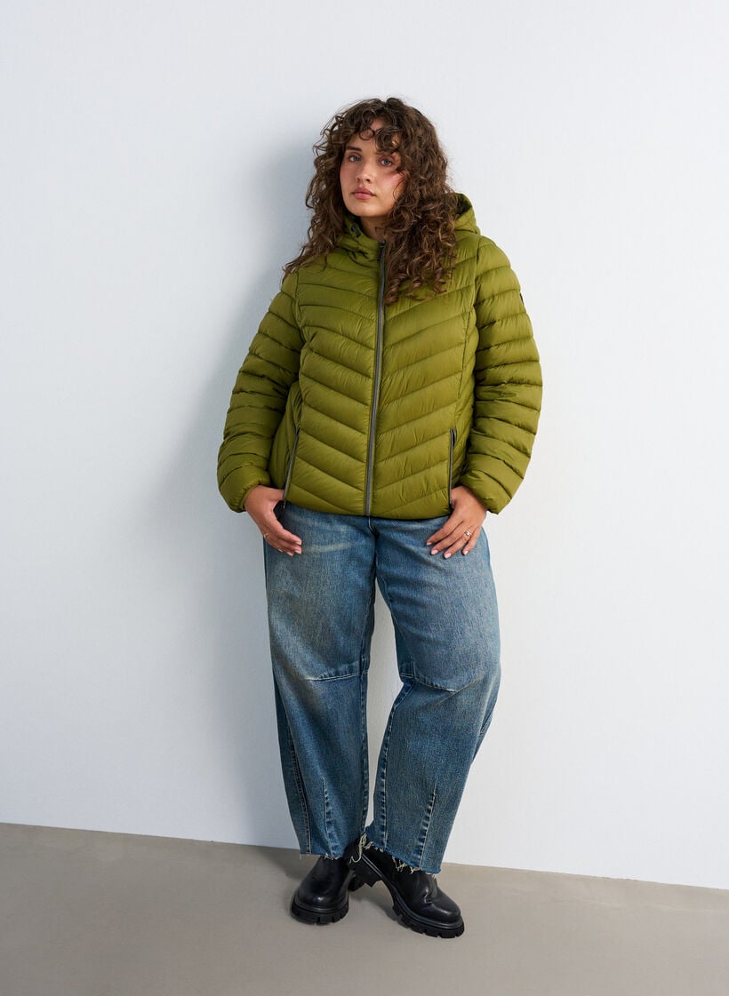Lichtgewicht jas met capuchon, Groen, Model image number 1