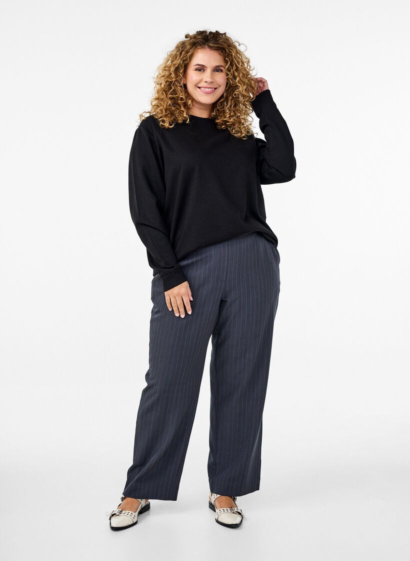 Sweatshirt met ronde hals, Zwart, Model image number 1