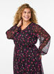 Chiffon jurk met bloemenprint en lange mouwen, Zwart, Model image number 2