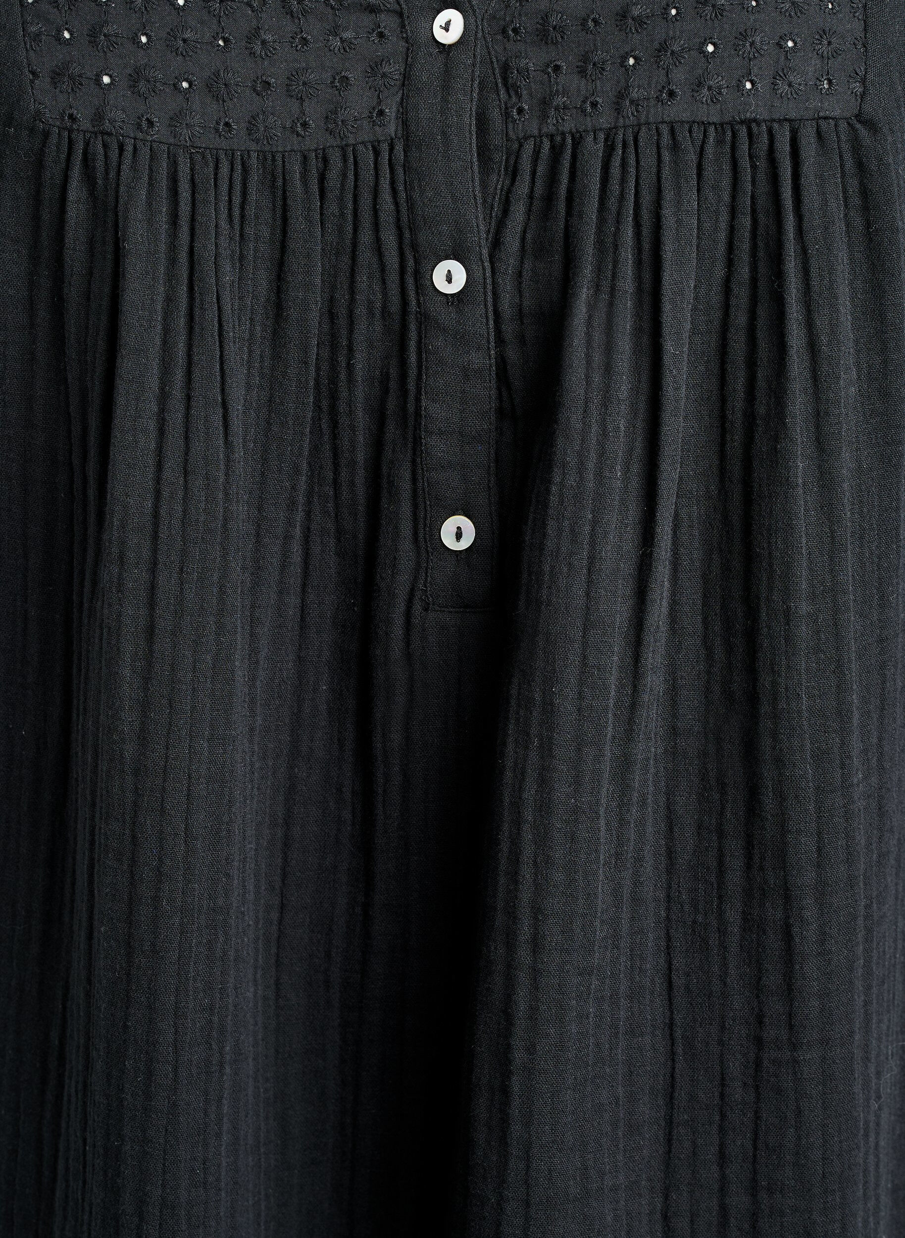 ZizziKatoenen mousseline tuniek met broderie anglaise, Zwart, Packshot image number 2