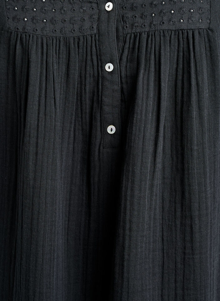 Katoenen mousseline tuniek met broderie anglaise, Zwart, Packshot image number 2